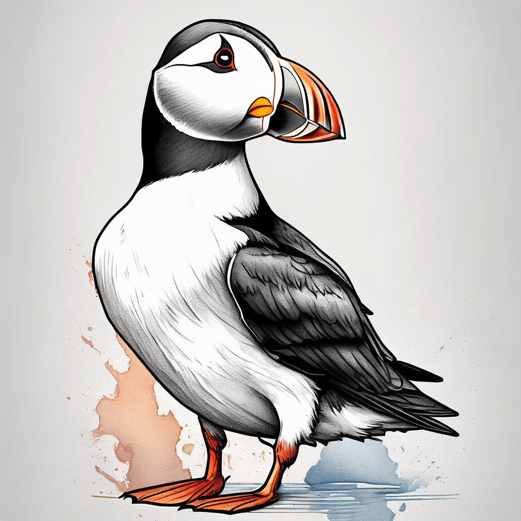 Puffin, fine line