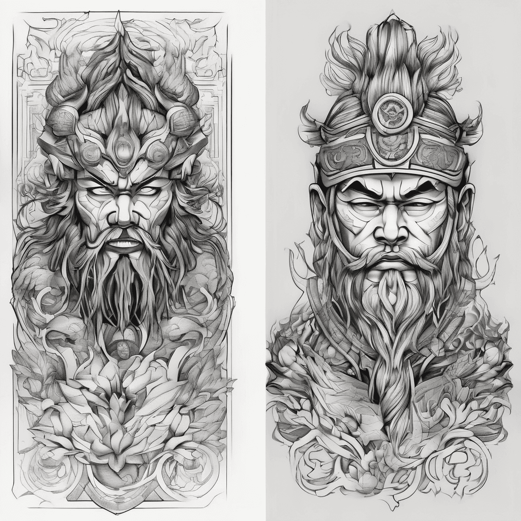 Inner forearm tattoo : harmony with samurai and zeus