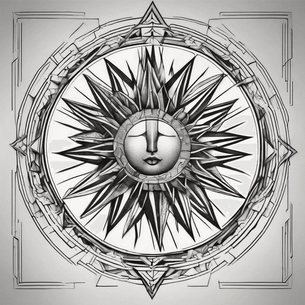 Geometric sun style black and grey