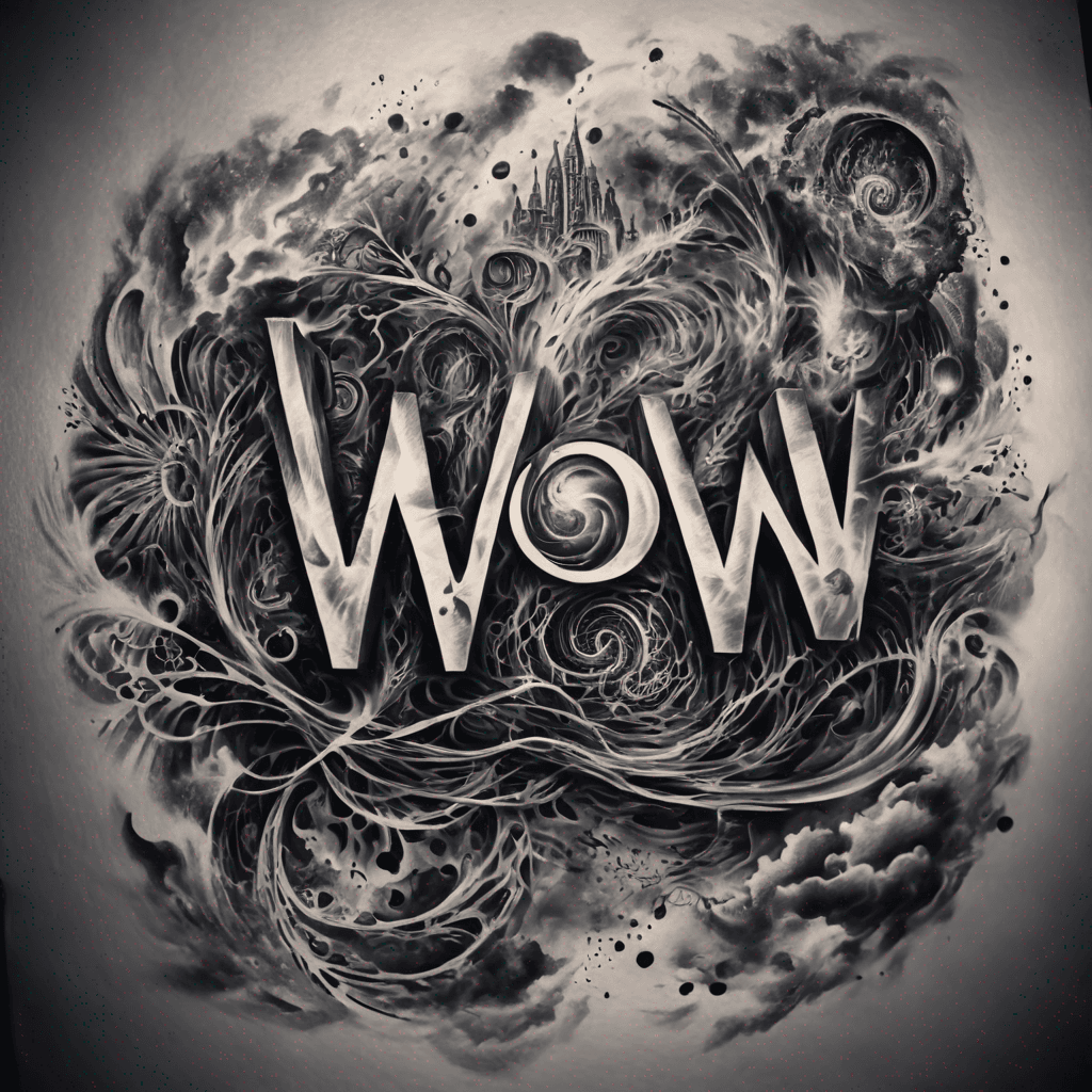 The word "WOW" in a trippy background