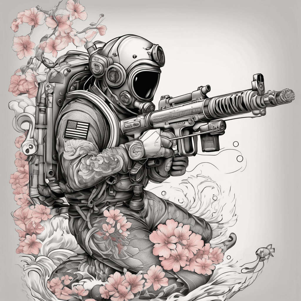 US Navy udt diver color gun