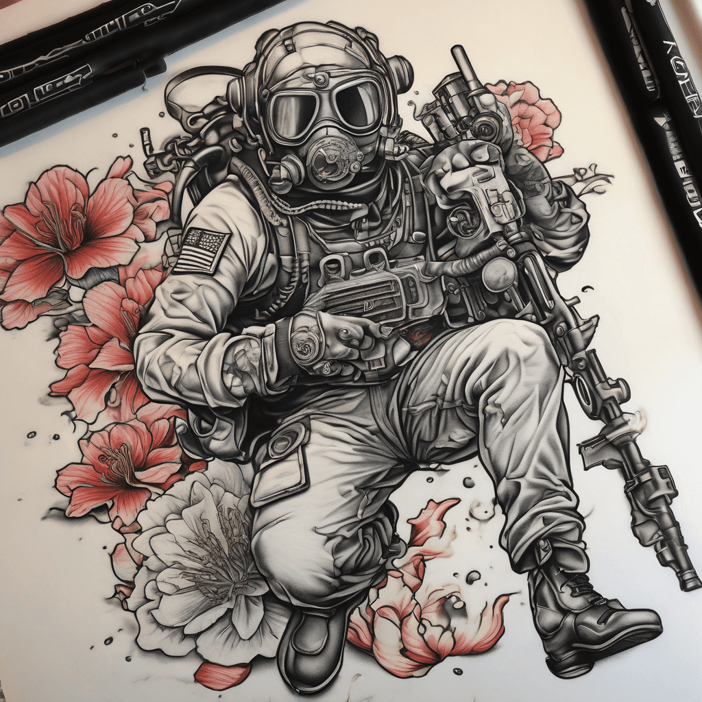 US Navy udt diver color gun
