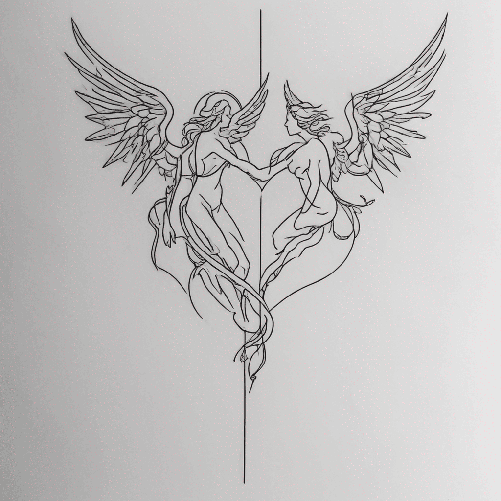 Angels and demons fighting across my chest and down my arm to my wrist. they're fighting to protect my heart and fighting on great tree. The angels are defensive in nature cladded in beautiful armor and there are also beautiful valkeries I want it to be a sleeve