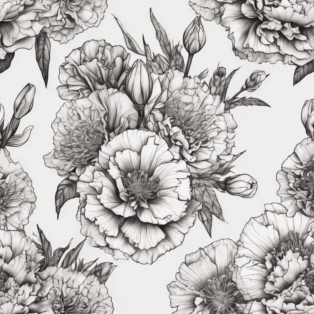 Birth flowers. carnation,violet,gladiolus,chrysandemums