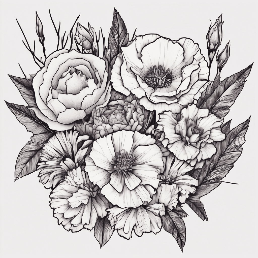Birth flowers. carnation,violet,gladiolus,chrysandemums