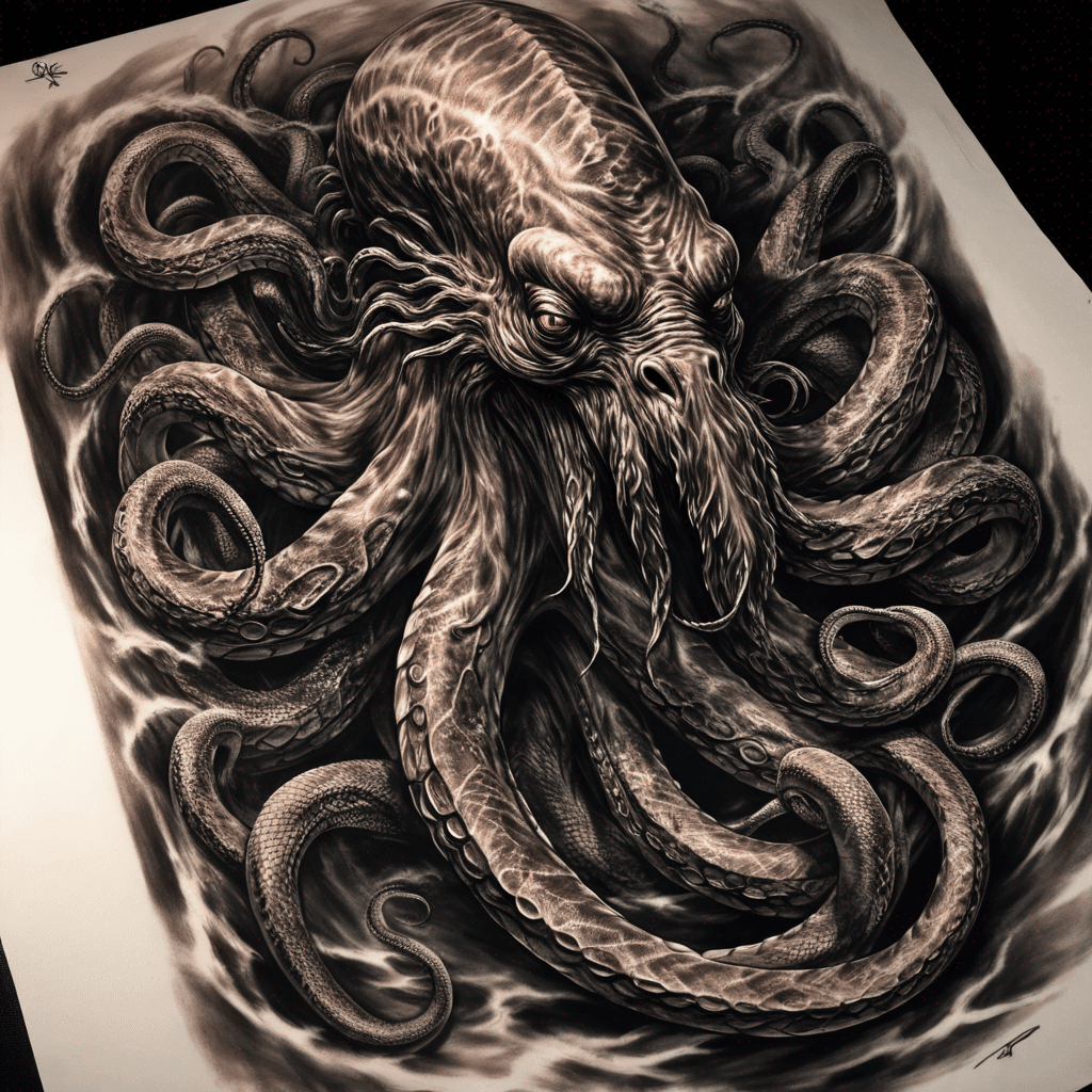 **** **** large Kraken. crawling up my chest with. water and fire.