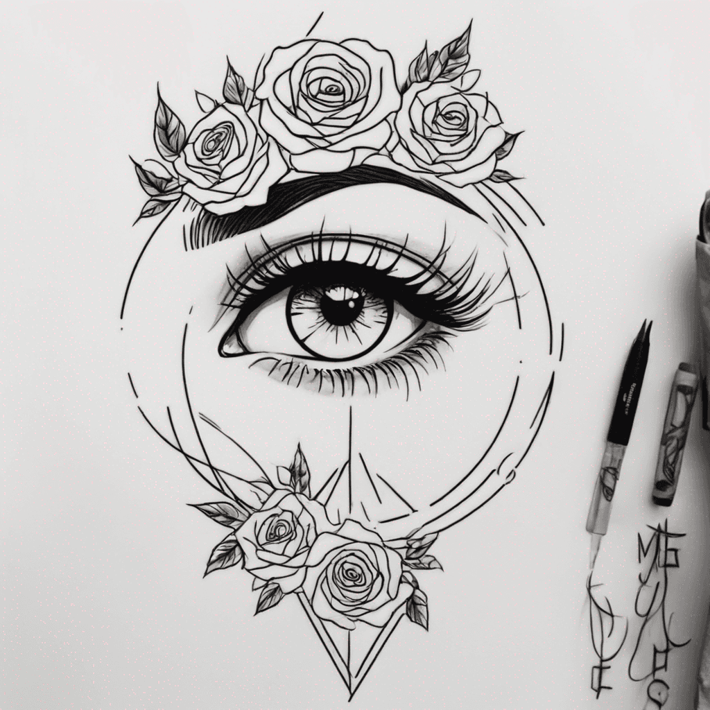 Women’s eyes with roses around it but more masculine