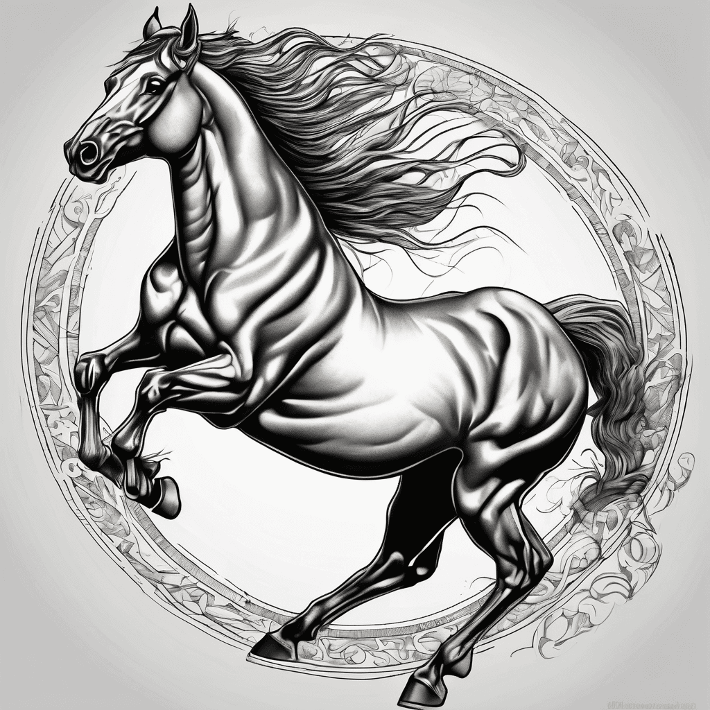 galloping horse for the placement near belly button realistic