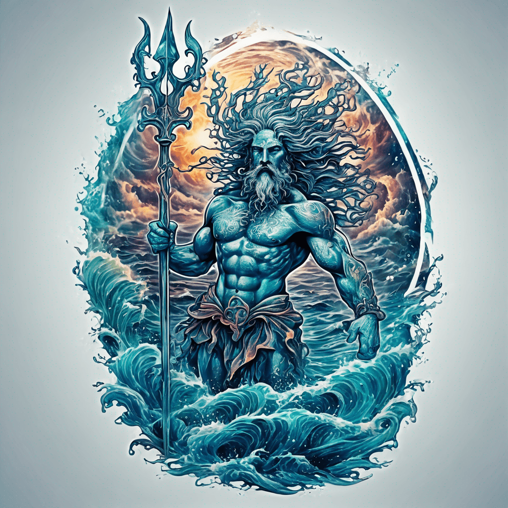 Ocean serve full body Neptune with three pointed Trident Spear.