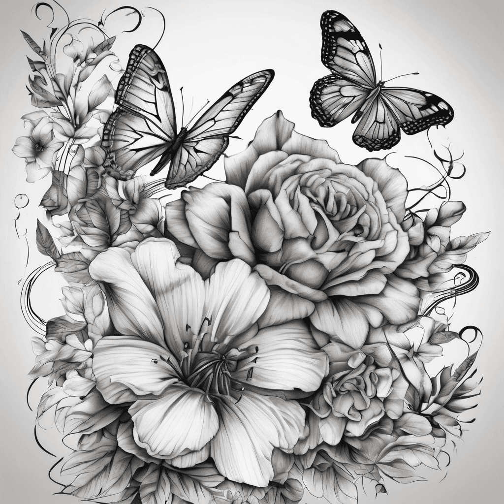 Flowers, music notes, butterflies