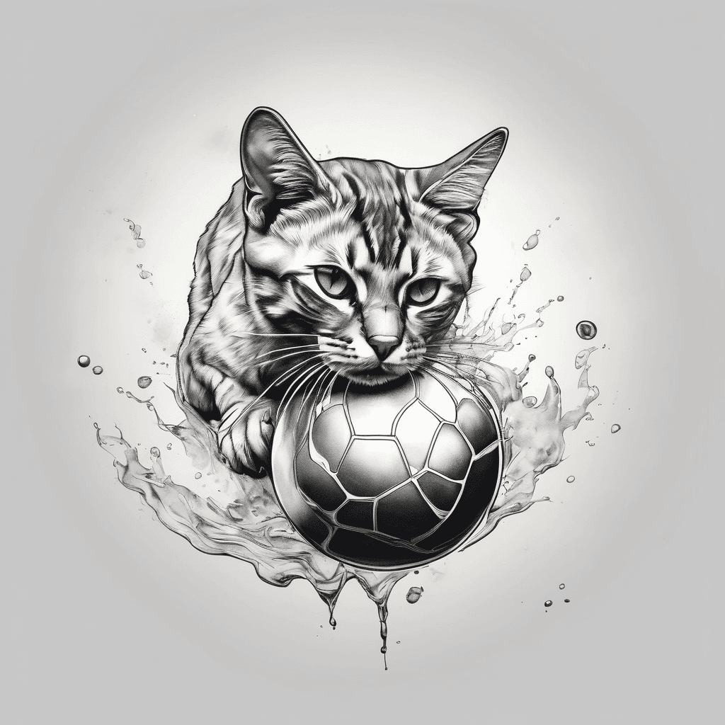 A cat having fun with a ball