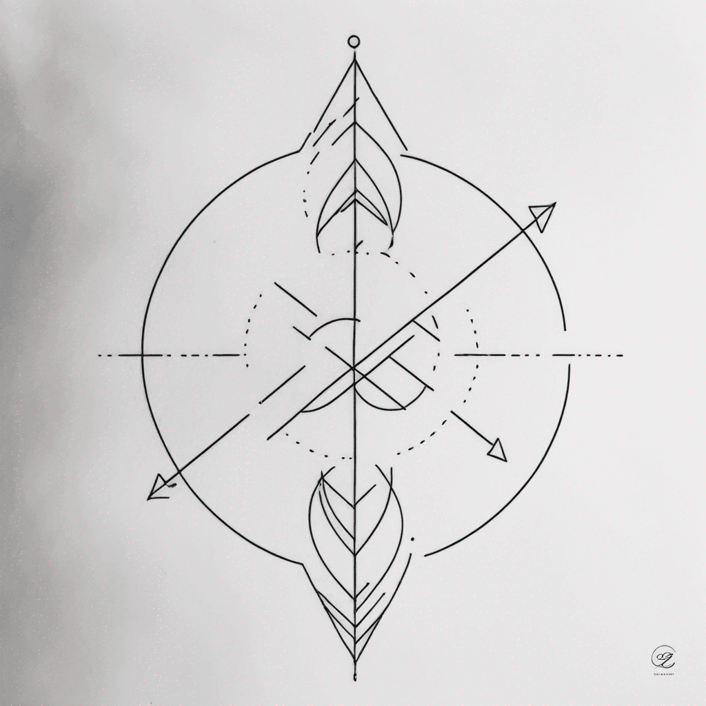 Simple clean line tattoo which integrate a element the represents strength and steadines as well as an element the represents carefree and spontaneous.