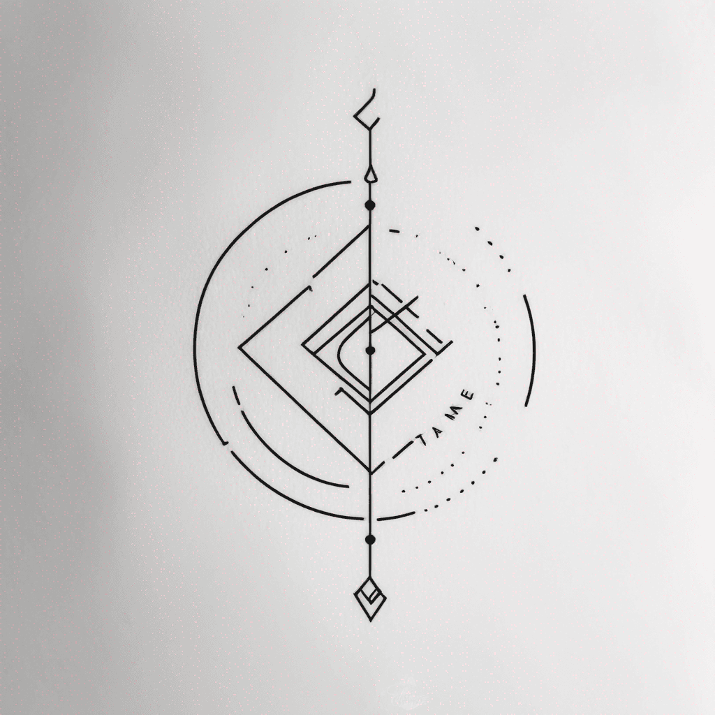 clean line tattoo which integrate a element the represents strength and steadines as well as an element the represents carefree and spontaneous. Use real word elements