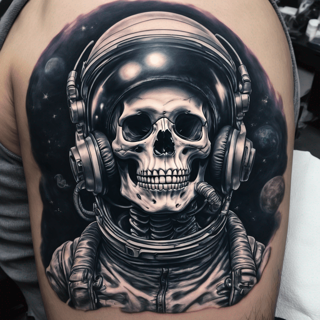 Skeleton astronaut DJ