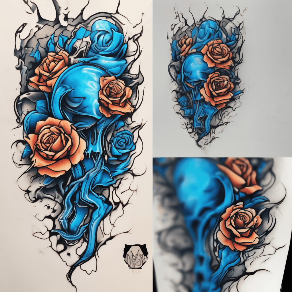 upper right arm burnt by lightening but still glowing blue