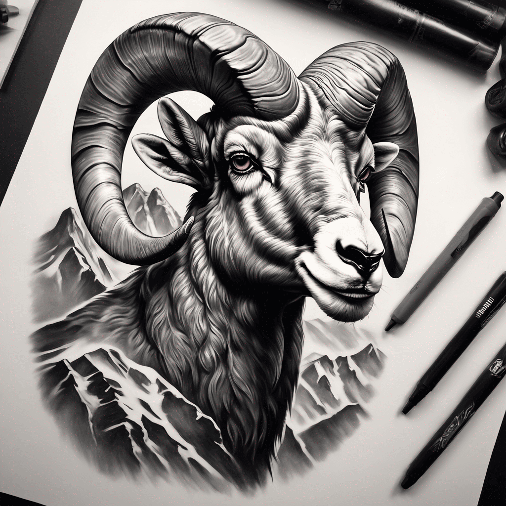 Bighorn ram in mountains