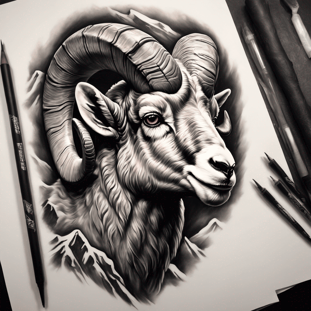 Bighorn ram in mountains