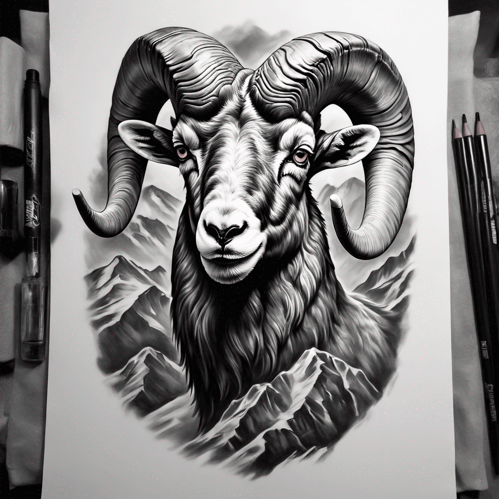 Bighorn ram in mountains