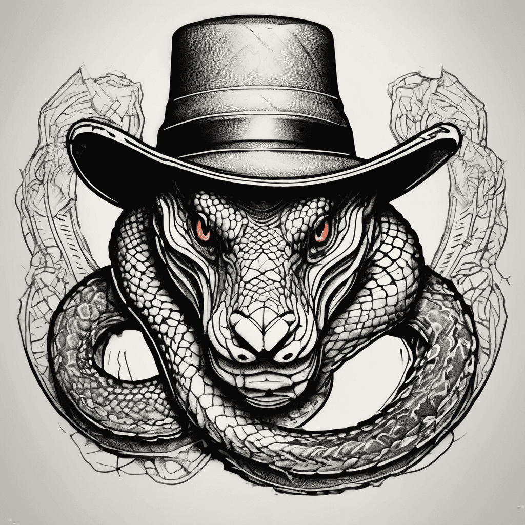 Serpiente del Principito, boceto lineal minimalista, tinta negra, contornos finos, forma 'sombrero' con elefante dentro, estilo vintage, 10cm