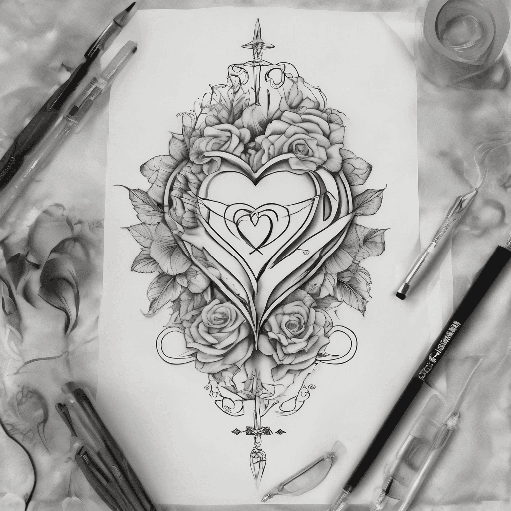 create a few examples of feminine tattoos for the forearm that have the quote family is everything in italian, with an infinity sign and my sons first initials JGL all connected with a heart rate line