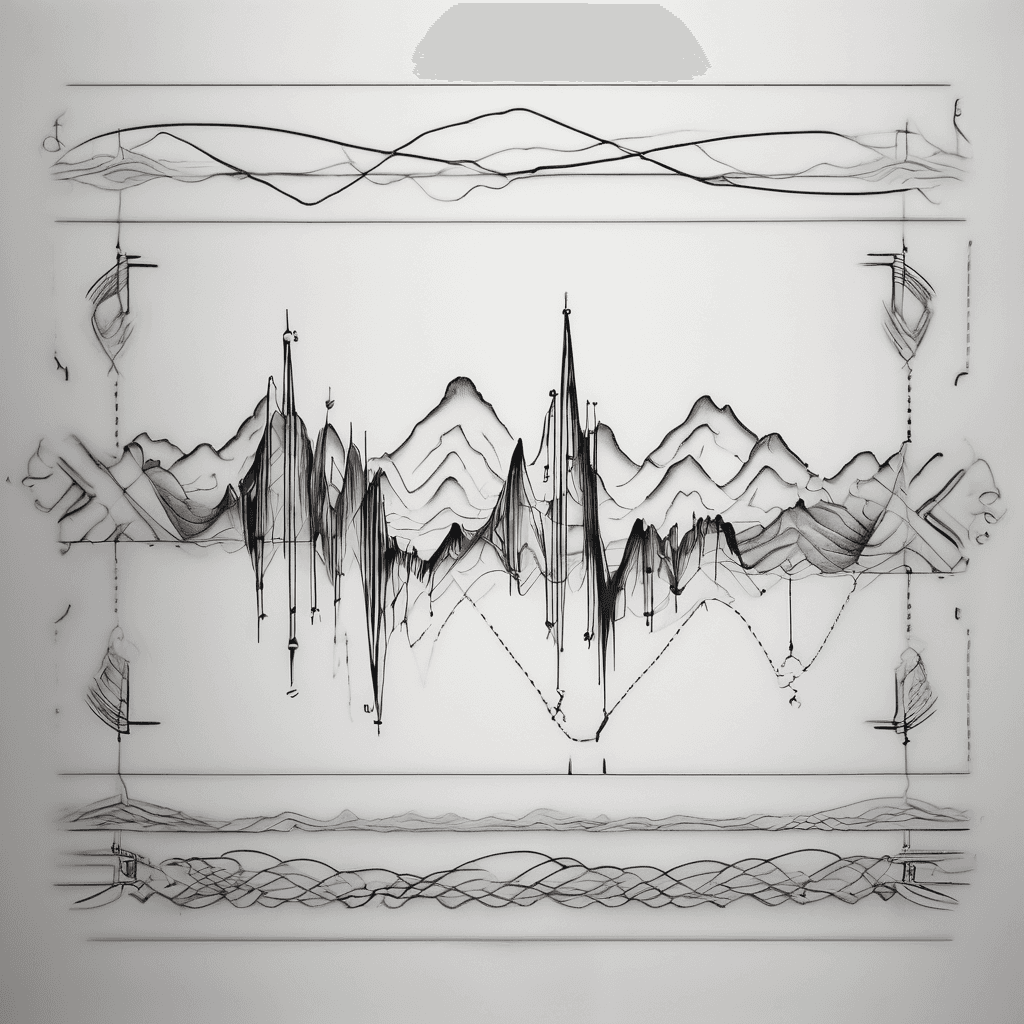 Minimalist male ankle-band tattoo: ankle-bracelet ECG waveform morphing into Table Mountain outline, subtle Om/lotus motifs, AMC woven