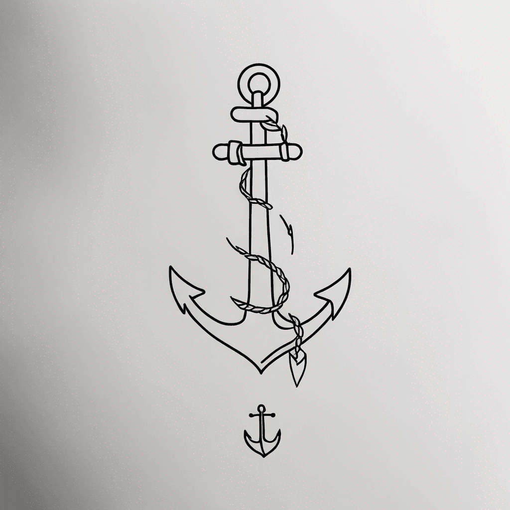 Minimalist design tattoo for a feminist from Hamburg with a free spirt that loves outdoors and her children. Try to incorporate the anchor symbol to represent hanburg. Tattoo should be suitable for the ankle region