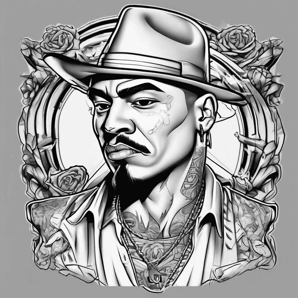 Bugs bunny the cartoon character gangster Chicano themed tattoo with back ground