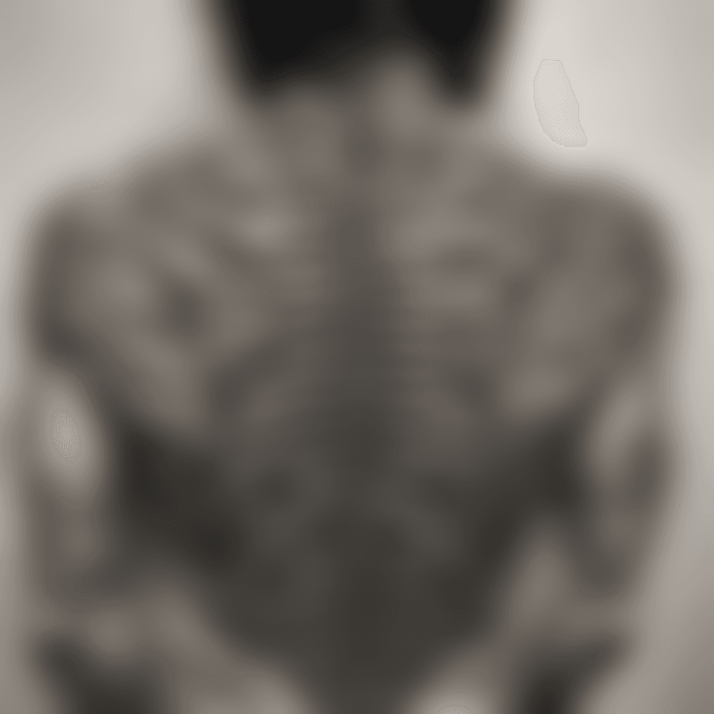 Half-back tattoo, black and grey horror surrealism, dozens of skeletal biomechanical hands reaching up from the lower back, grasping a broken chain that ascends the spine, at the top a cracked hollow mask staring down at them, H.R. Giger textures, ribbed bone and sinew, smoky darkness between elements, airbrushed monochrome, dread atmosphere, fine detail