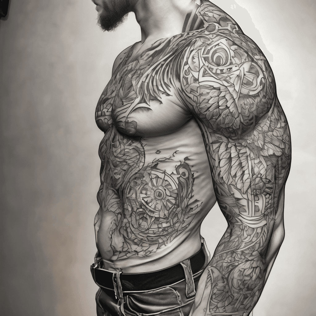 Left side top of back and on sholder. Want is sexy and muscular. Small objekts that have to se close up. Funny.