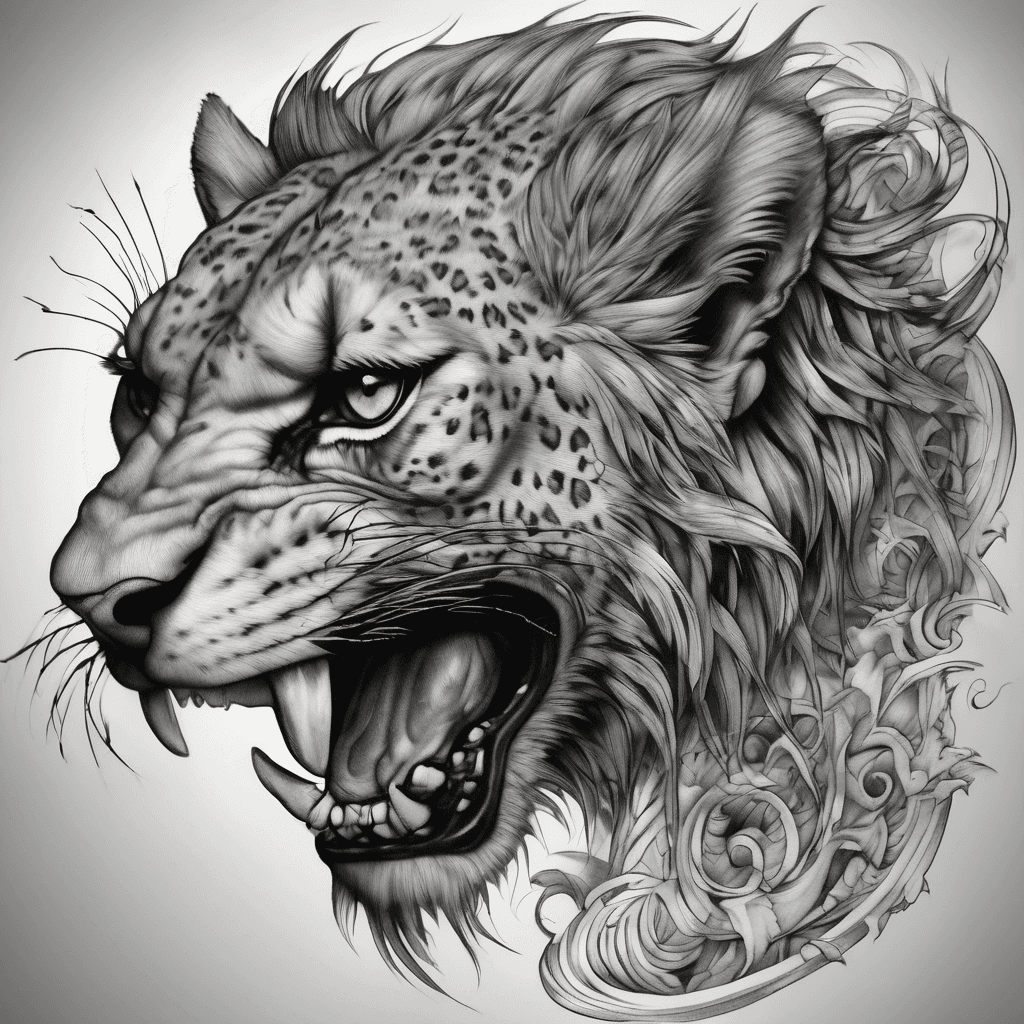 A chimera, but instead of a lion's body, it is a cheetah's body. The chimera should be snarling and poised to attack. You should be able to see it's entire body.