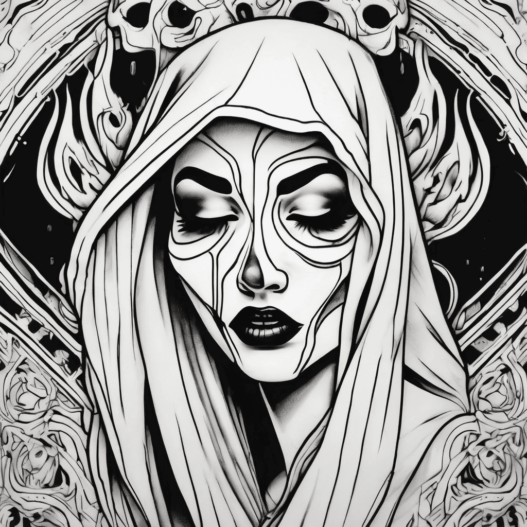 Scream the movie inspired ghostface pinup girl tattoo