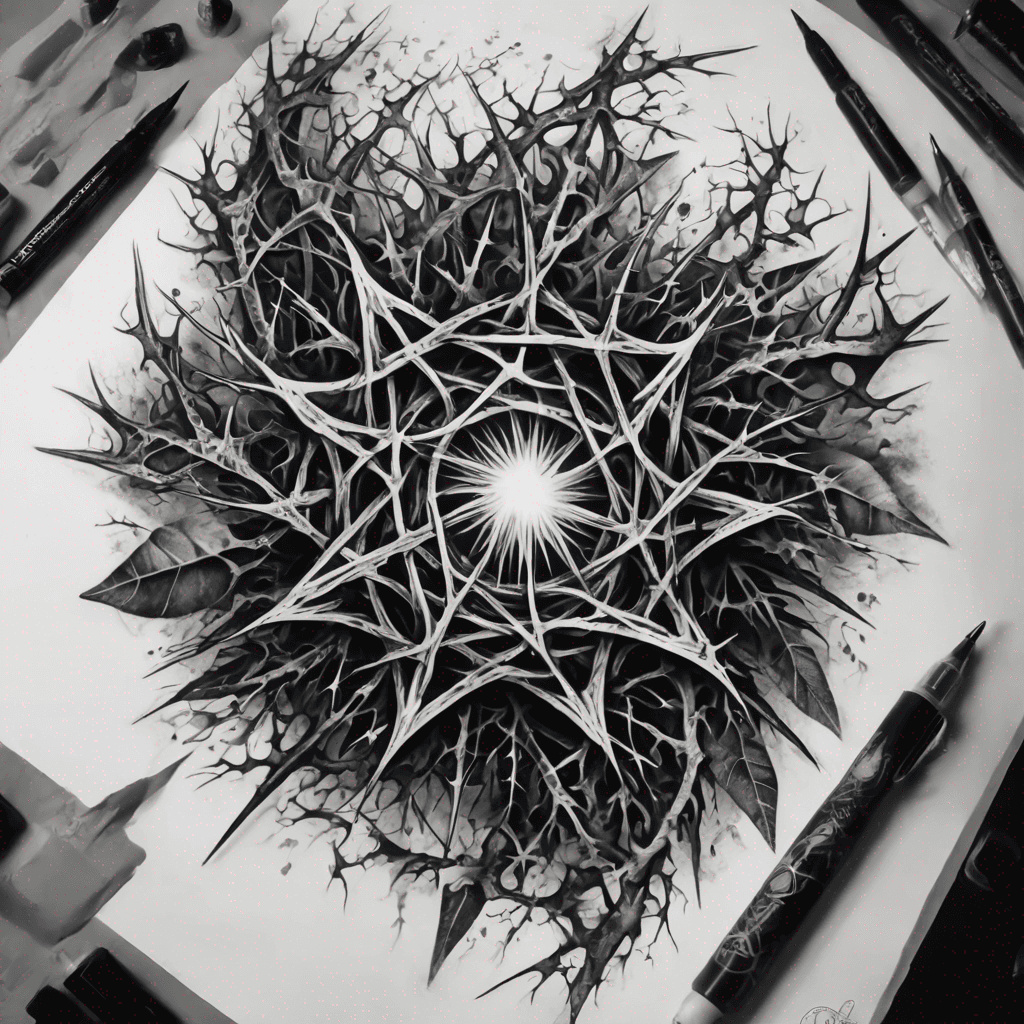 Make an image thorns and leaves with blood on the thorns, it should move in a linear parttern