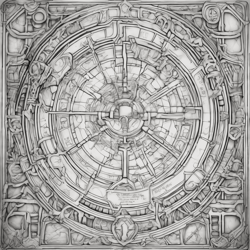 "LitRPG HUD tattoo stencil: bordered stat-block window, title 'Solo Ops Archmage,' maxed INT/Data Manipulation bars, small system text 'Perk Unlocked: One-Man Army.' Border: cracked chain reforming unbroken + dungeon floor marker. Blackwork