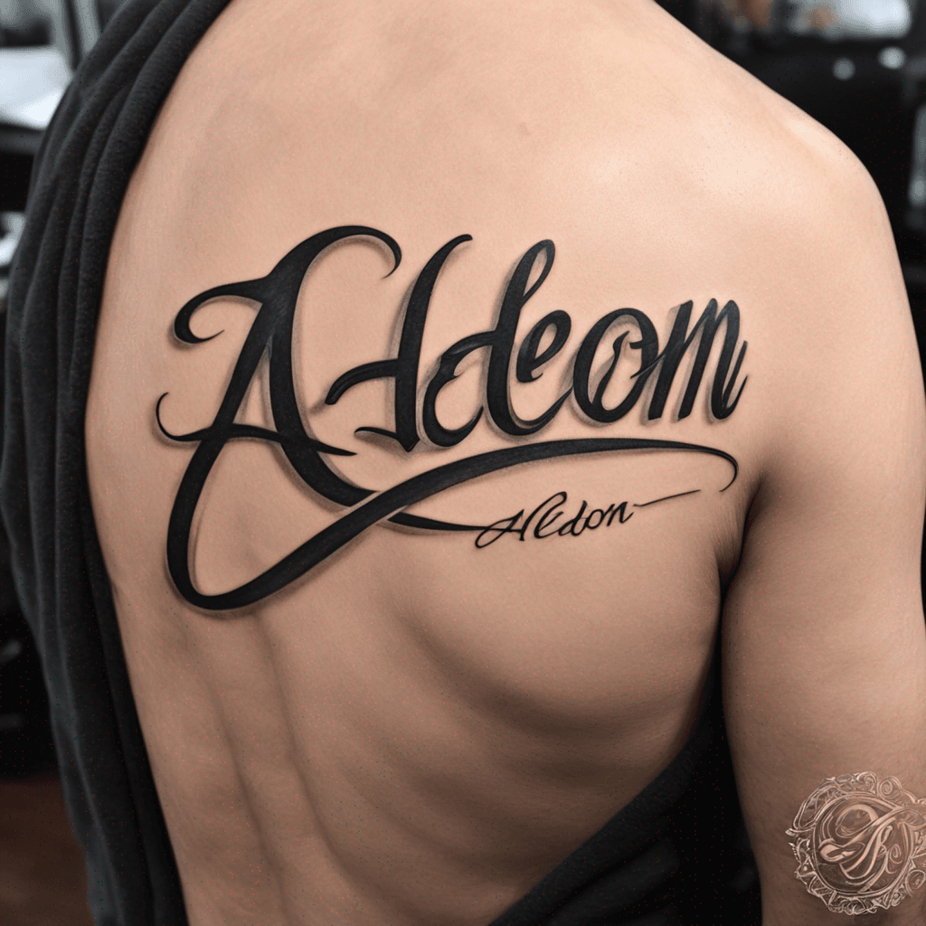 A beautiful tattoo design featuring the name "Aedon" in elegant lettering