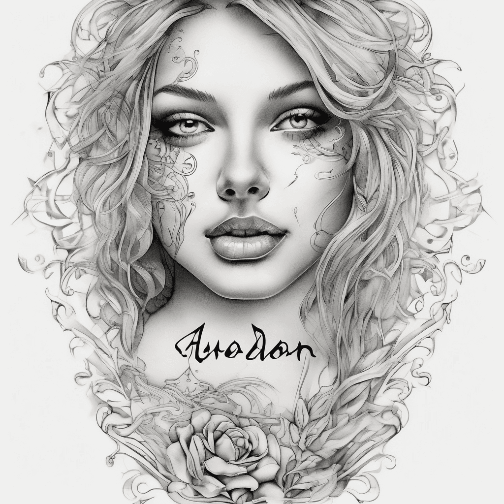 A beautiful tattoo design featuring the name "Aedon 6/26/2003" in elegant lettering