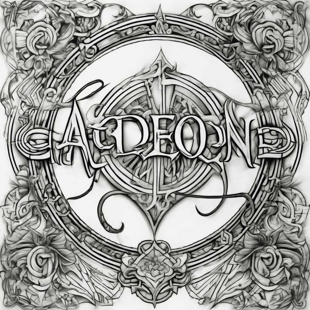 A beautiful tattoo design featuring the name "Aedon 6/26/2003" in elegant lettering