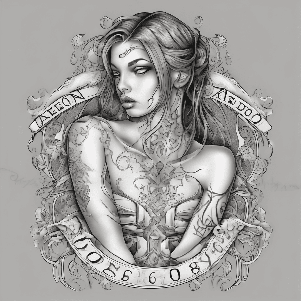 A beautiful tattoo design featuring the name "Aedon 6/26/2003" in elegant lettering