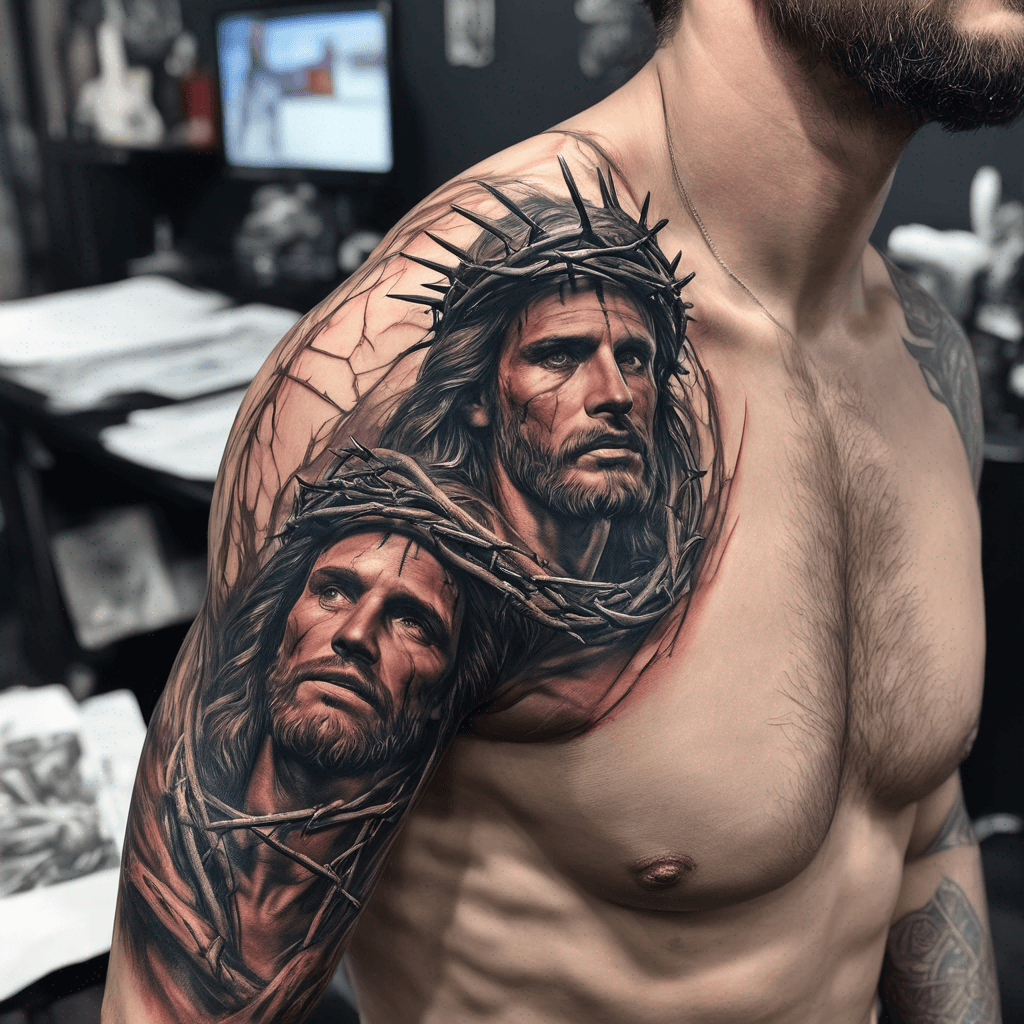 EMS , cardiac , christian, building design prints, crown of thorns,
detail full arm sleeve
