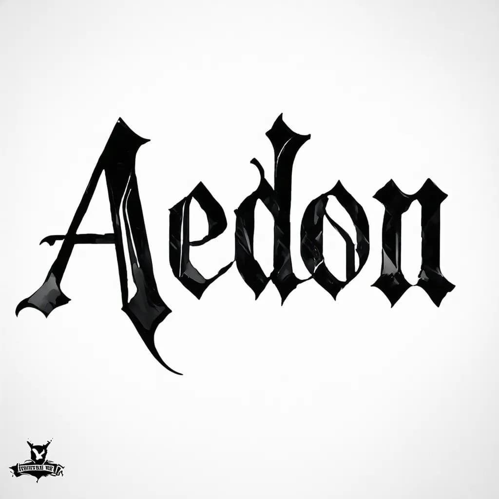 A beautiful tattoo design featuring the name "Aedon” in elegant lettering