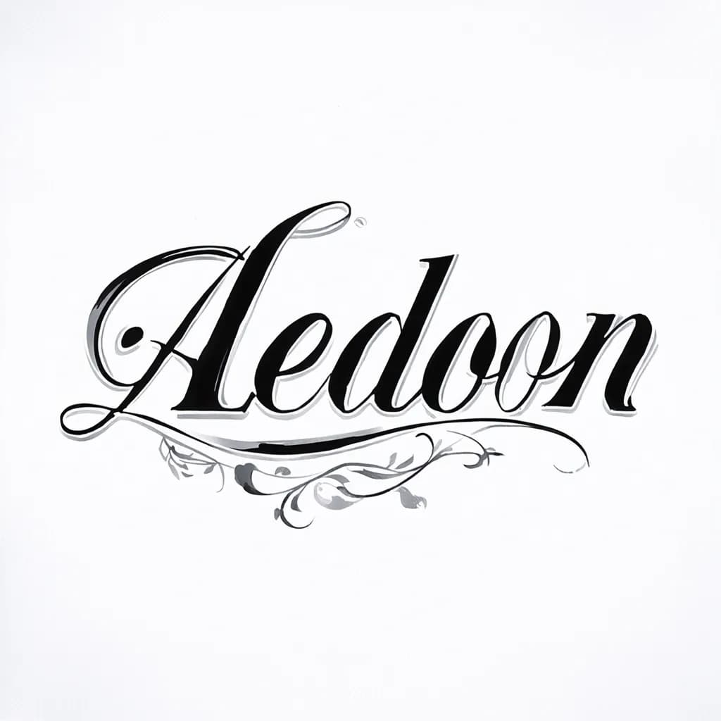 A beautiful tattoo design featuring the name "Aedon” in elegant lettering