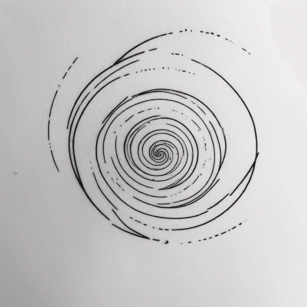 a black spiral with thick fading lines as it gets larger that will go on an outer arm