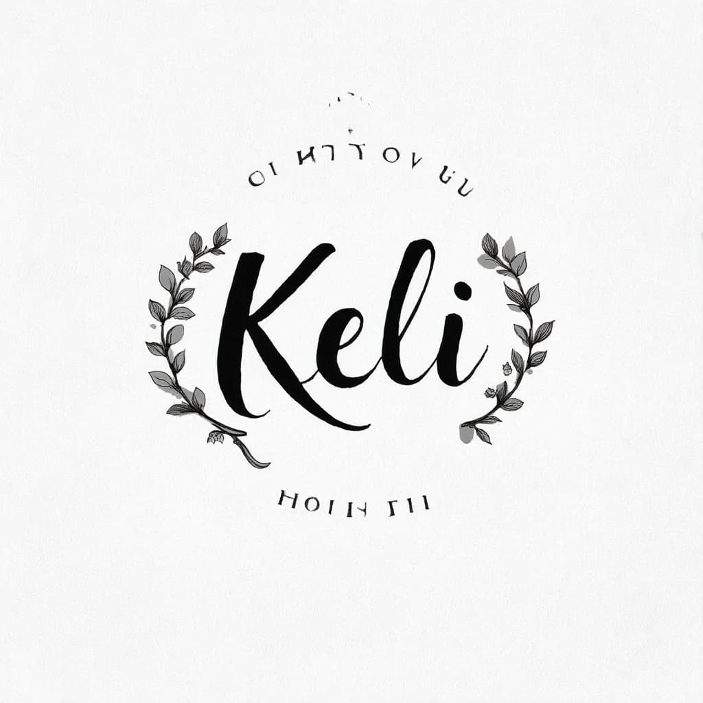 “Kelli” surrounded by minimal vines with a bolder font