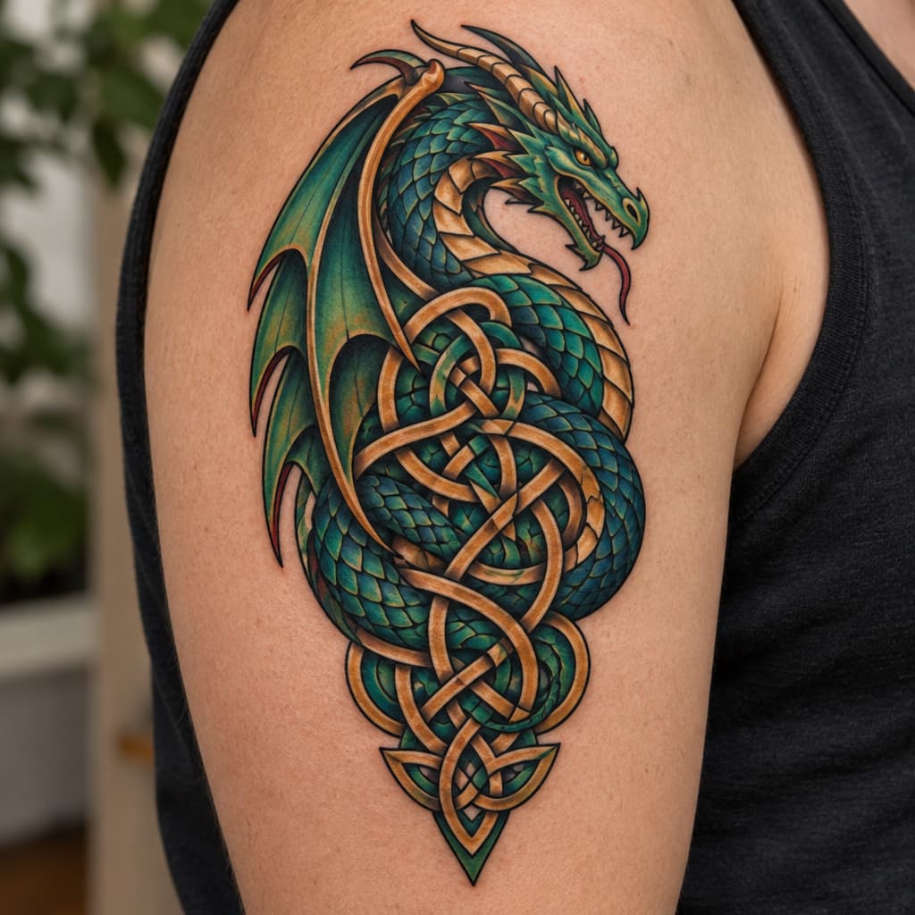 Celtic dragon, Celtic knot