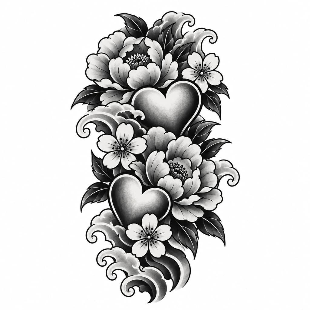Hearts and flowers
