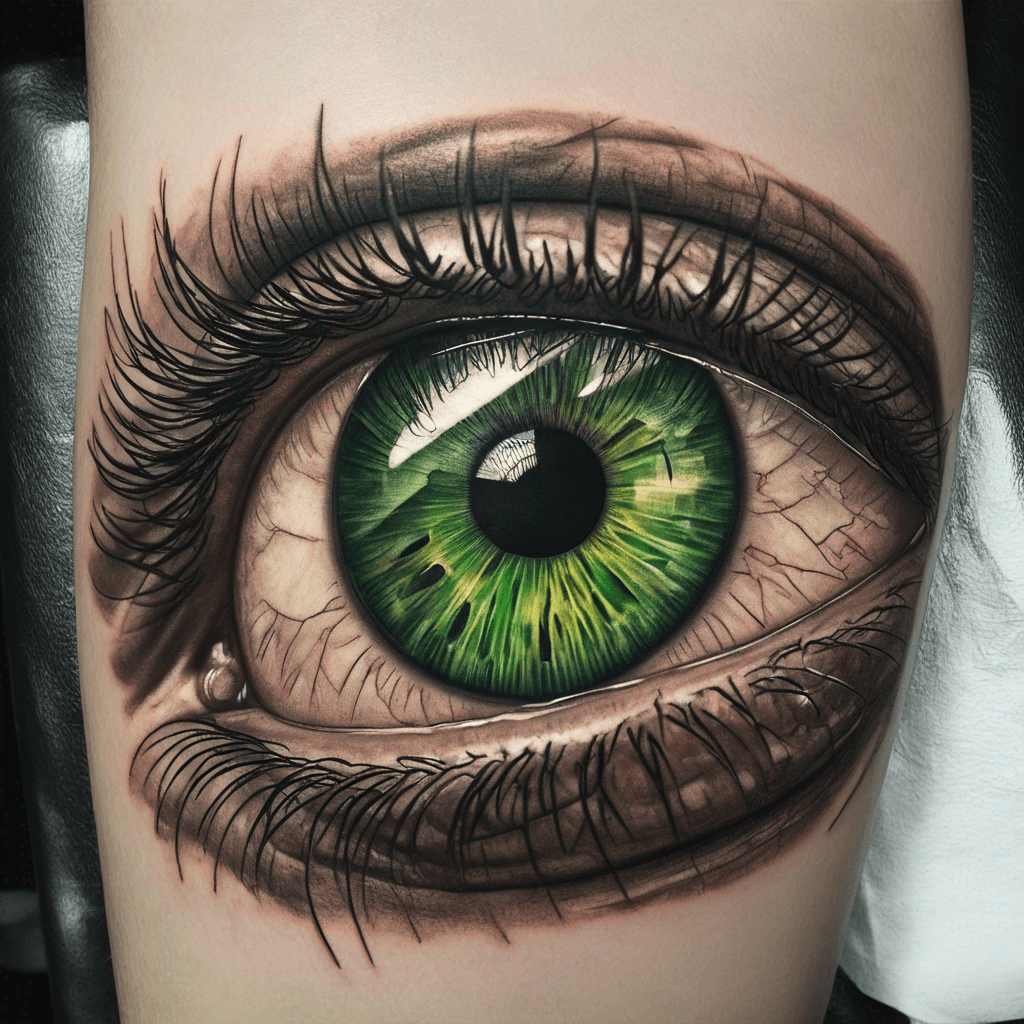 a close up of a beautiful green eye with a lot of details