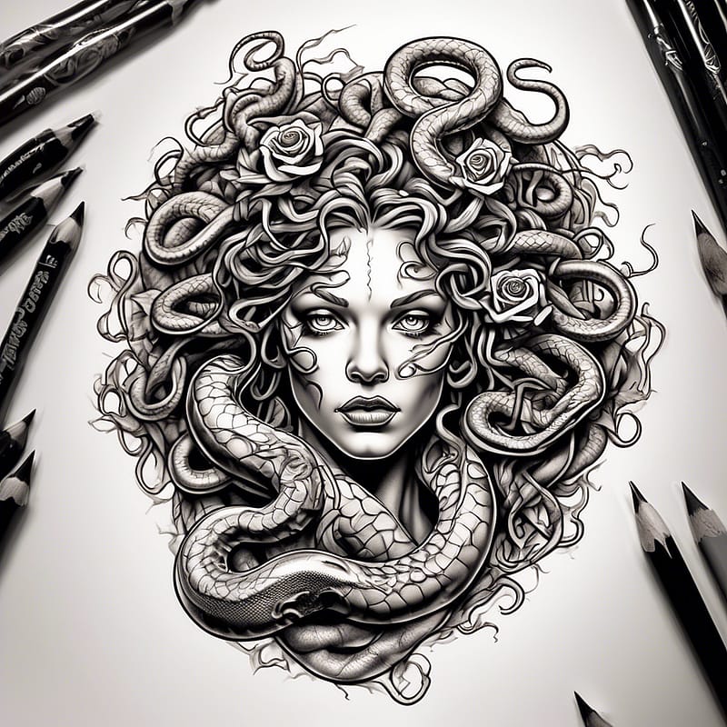 medusa with snakes ready to fight